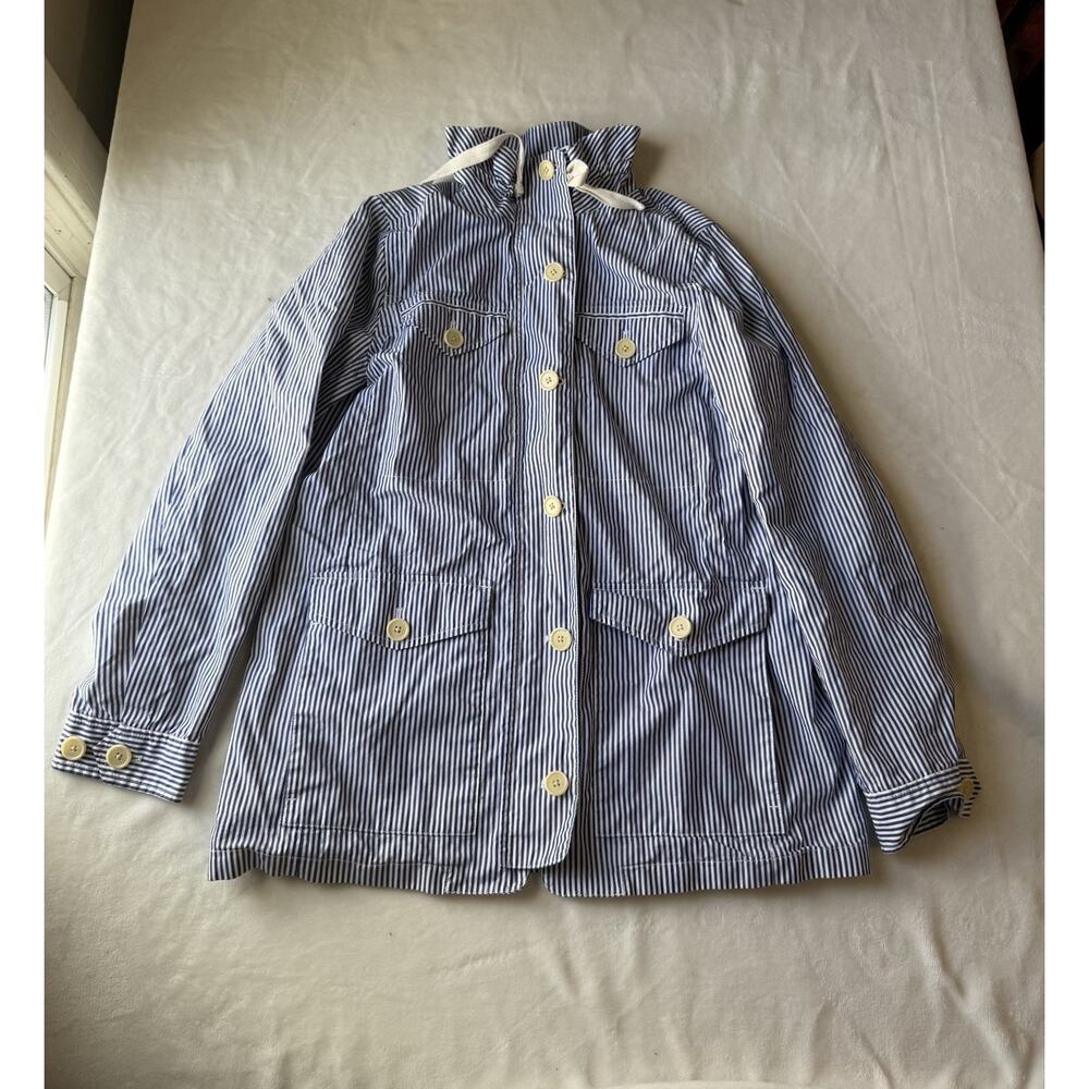 Striped Spring Jacket Coat Women’s Small Full Zip Pockets Buttons Preppy